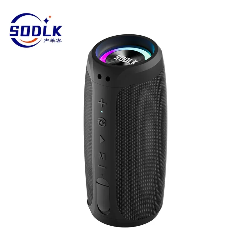 SODLK T29 Portable Bluetooth Speaker 60W Outdoor Waterproof Subwoofer Column 3D Stereo Surround Music Center with RGB Light TWS