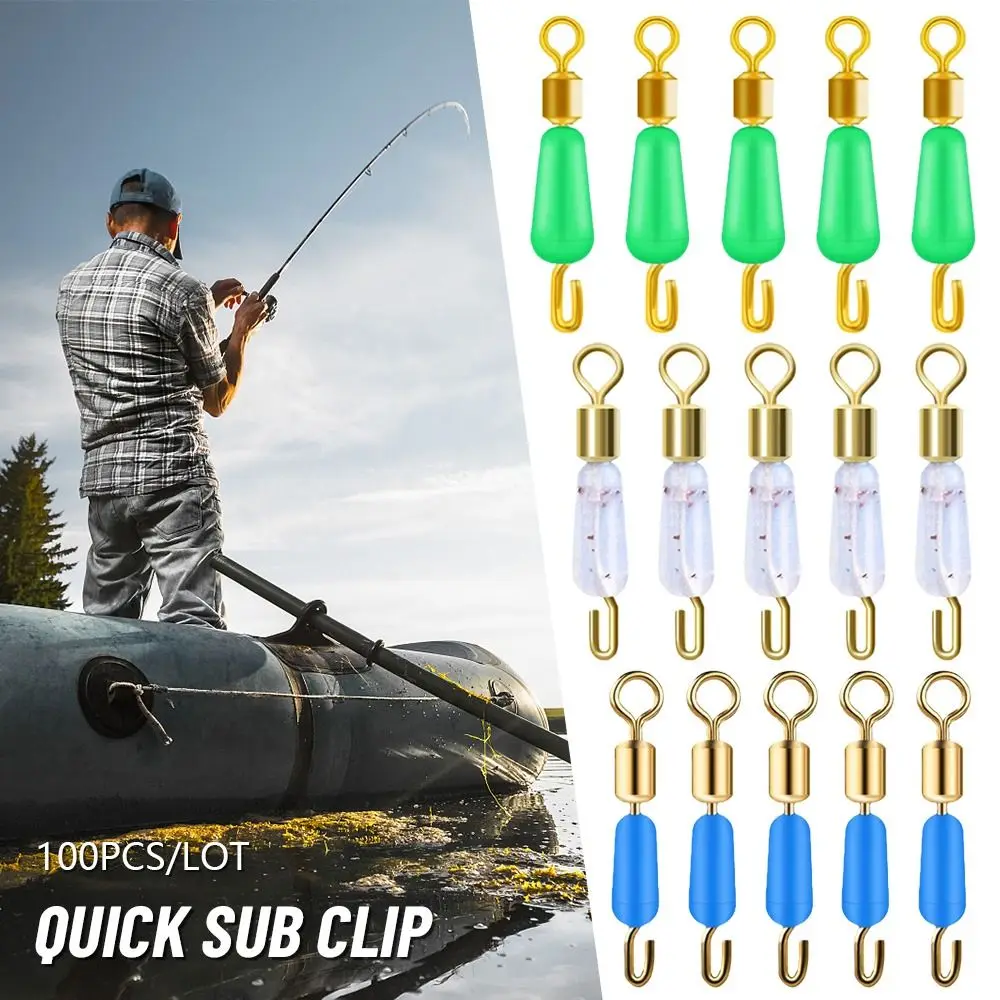 100Pcs/lot New Durable Tackle Accessories Line clip 8 Word Ring Fishing Swivels Snap Rolling Connector