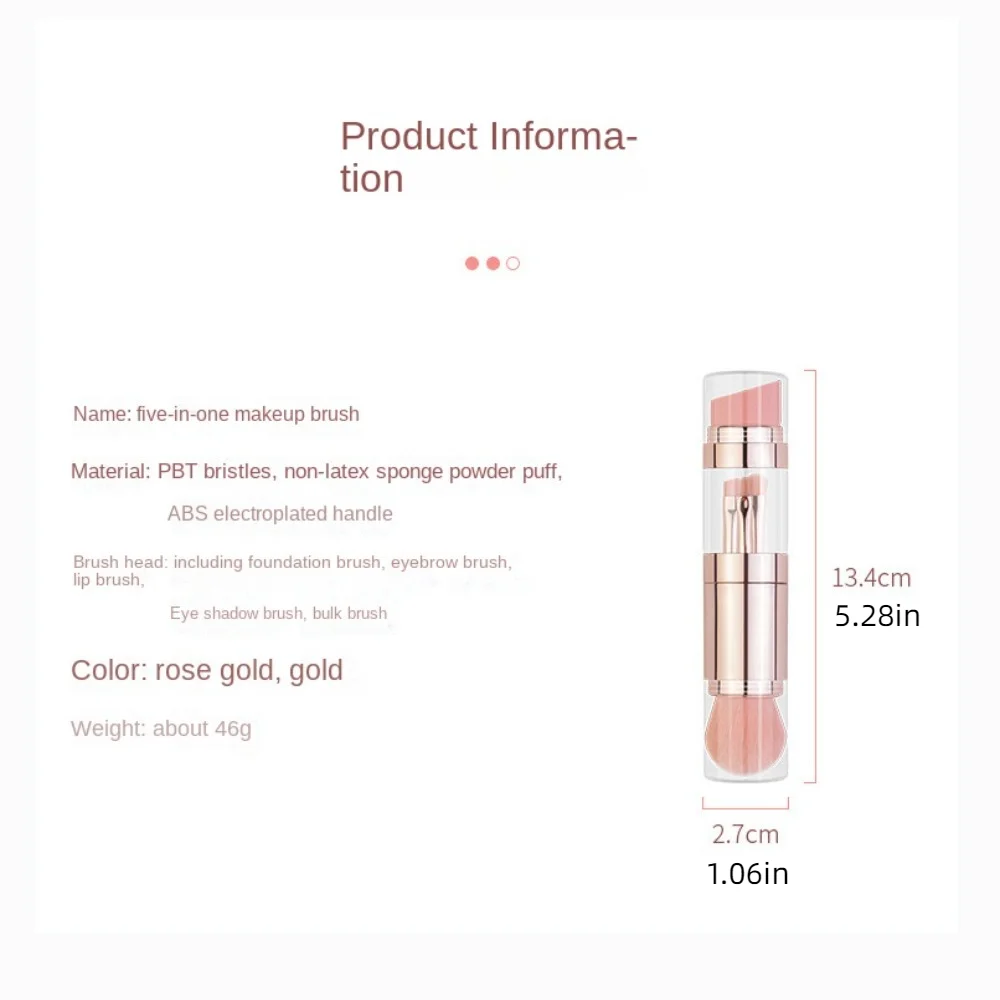 Mini Splicing 5 in 1 Makeup Brush Dustproof Comfortable Handle Concealer Brush Multifunctional Lip Liner Lip Gloss Brush Women