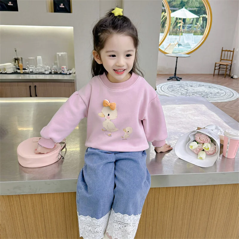 

Girls Hoodies Sweatshirts Cotton Tops Overcoat Outwear 2024 Lovely Spring Autumn Windproof Kids Christmas Gift Children's Clothi