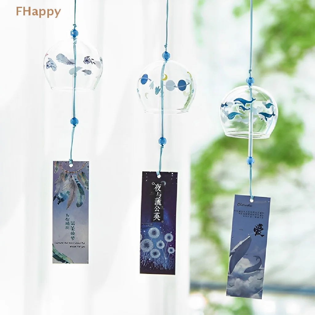 Japanese Wind Bell Japan Wind Chimes Handmade Glass Furin Home Decors Spa Kitchen Office Decor Sakura Cherry Blossom Pattern