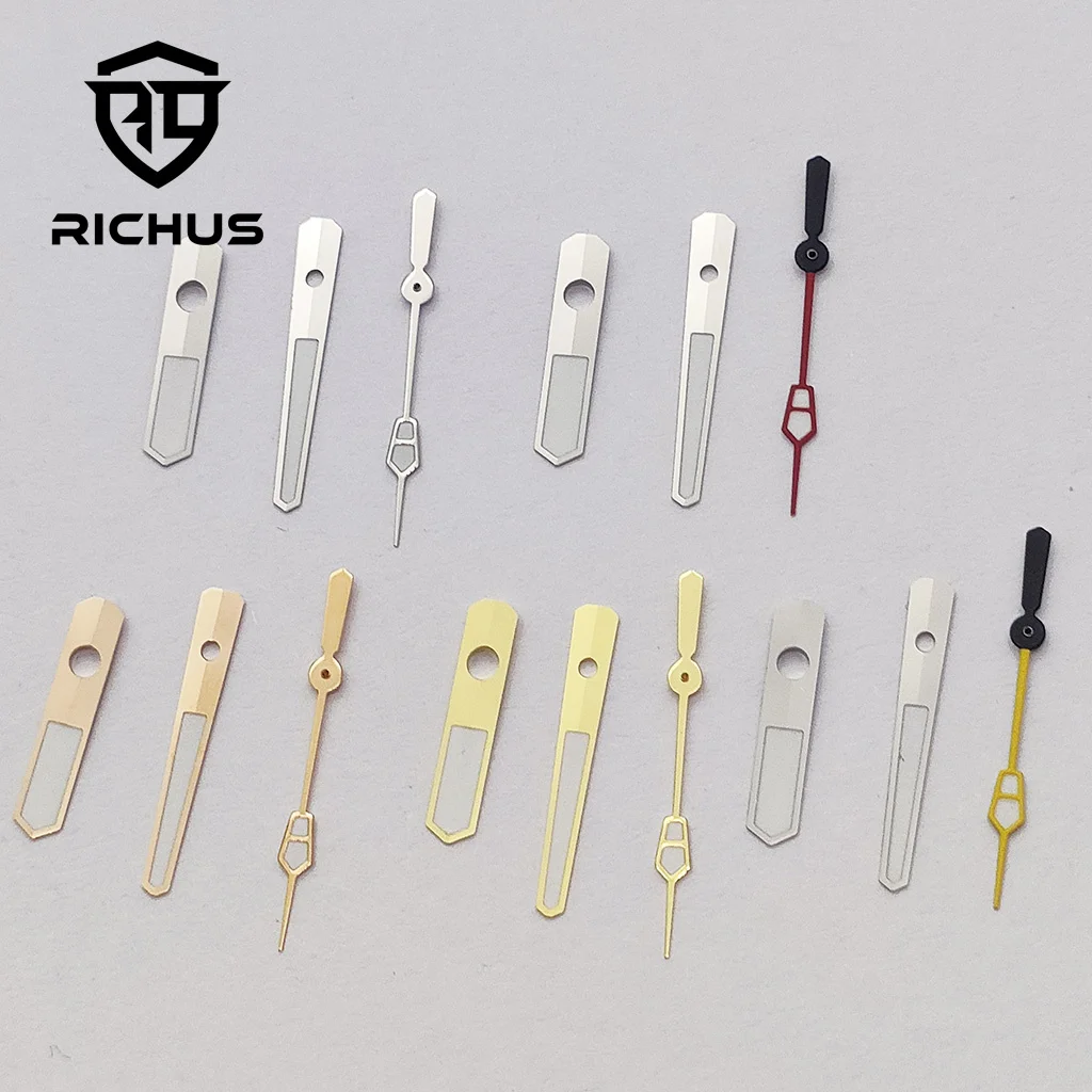 Manecillas de reloj RICHUS NH35, manecillas de reloj de oro rosa y plata, ajuste luminoso verde, movimiento NH34 NH35 NH36