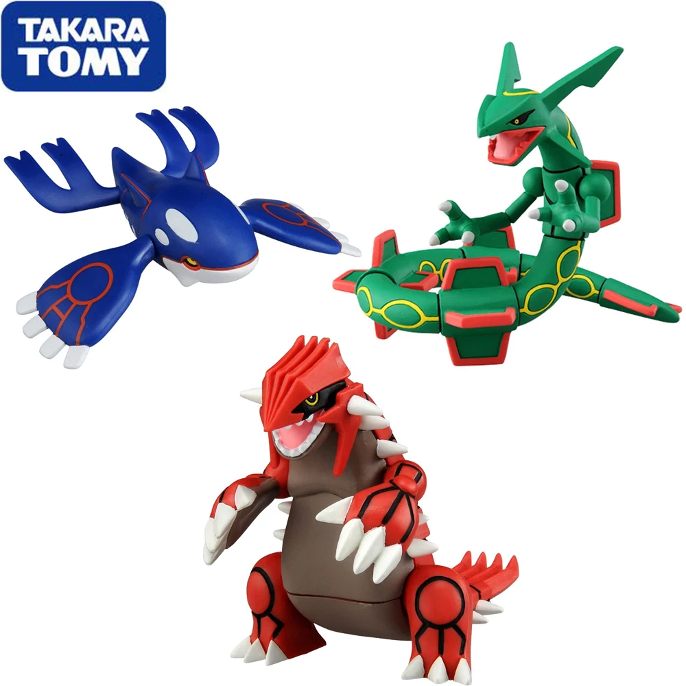 

Stocked Original Takara Tomy Pokemon Monster Collection Rayquaza Groudon Kyogre Collectible Figure Model Toys for Fans Kids