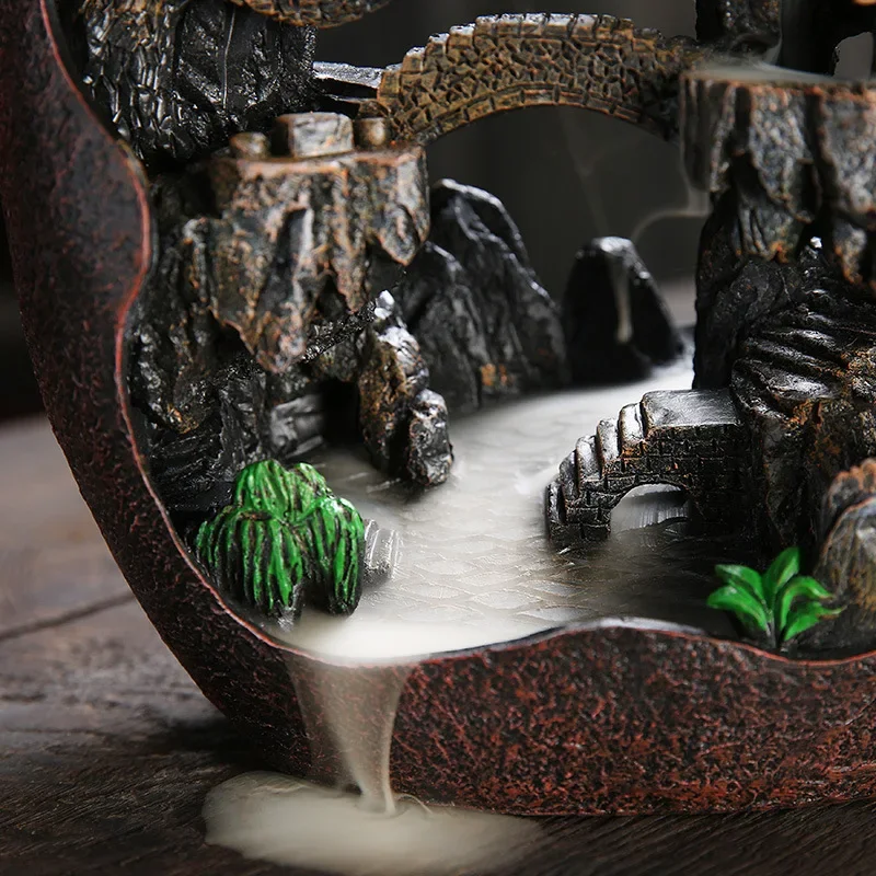 Resin mountain flow back incense burner creative large return incense burner home decoration original