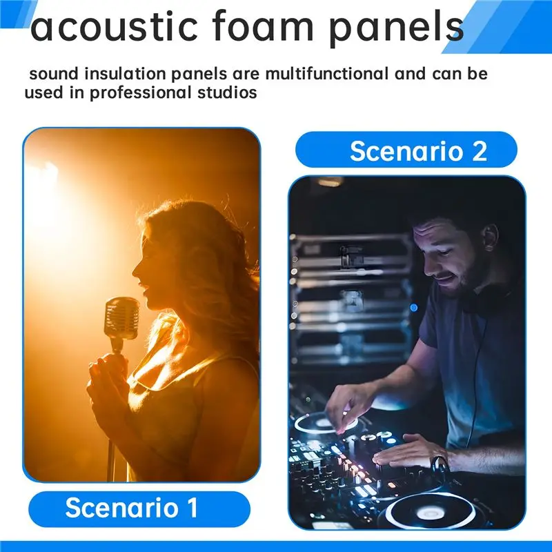 VEHO-12 PACK Acoustic Foam,Self-Adhesive Sound Proof Panels,For Sound Insulation &Acoustic Treatment