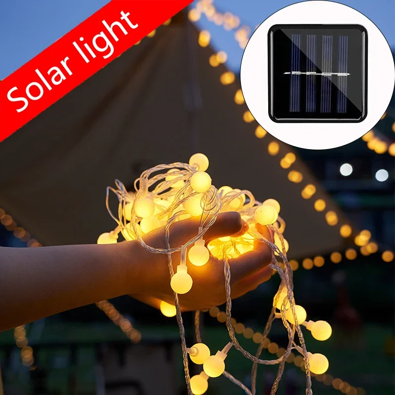 Solar String Lights Outdoor Camping 22M Ball LED Garland Lights Waterproof Fairy Light for Garden Christmas Party Decor