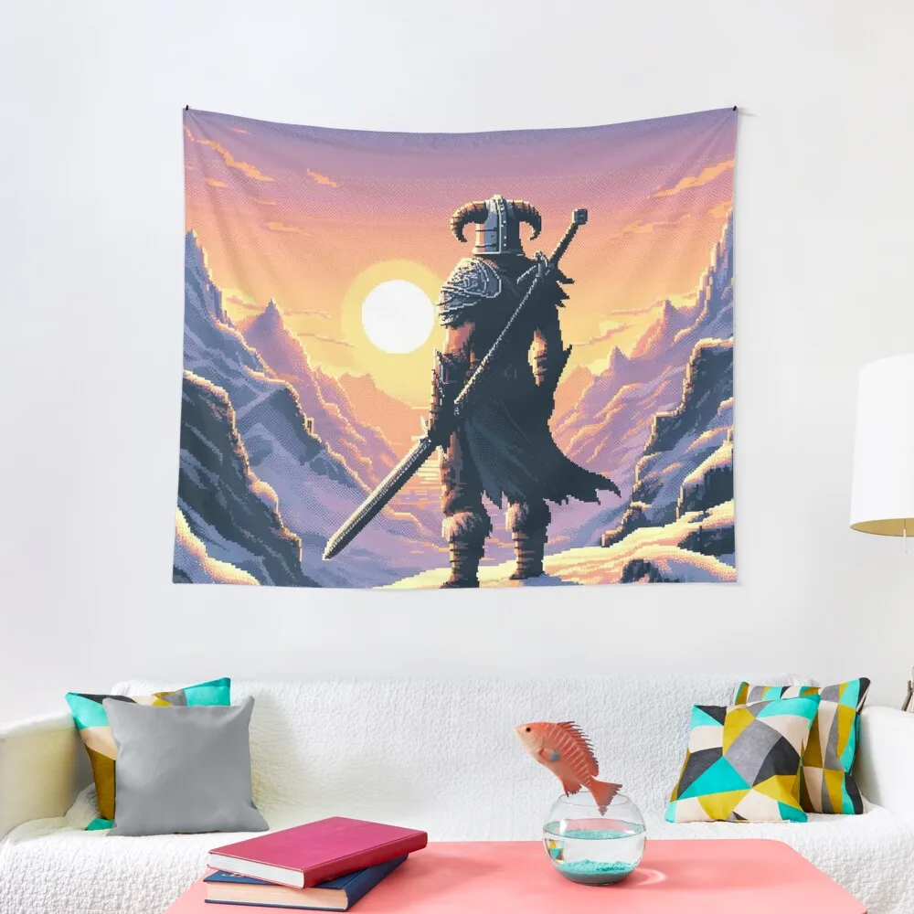 

Skyrim Beautiful Snowy Mountains Pixel Art Tapestry House Decorations Decoration Room Tapestry