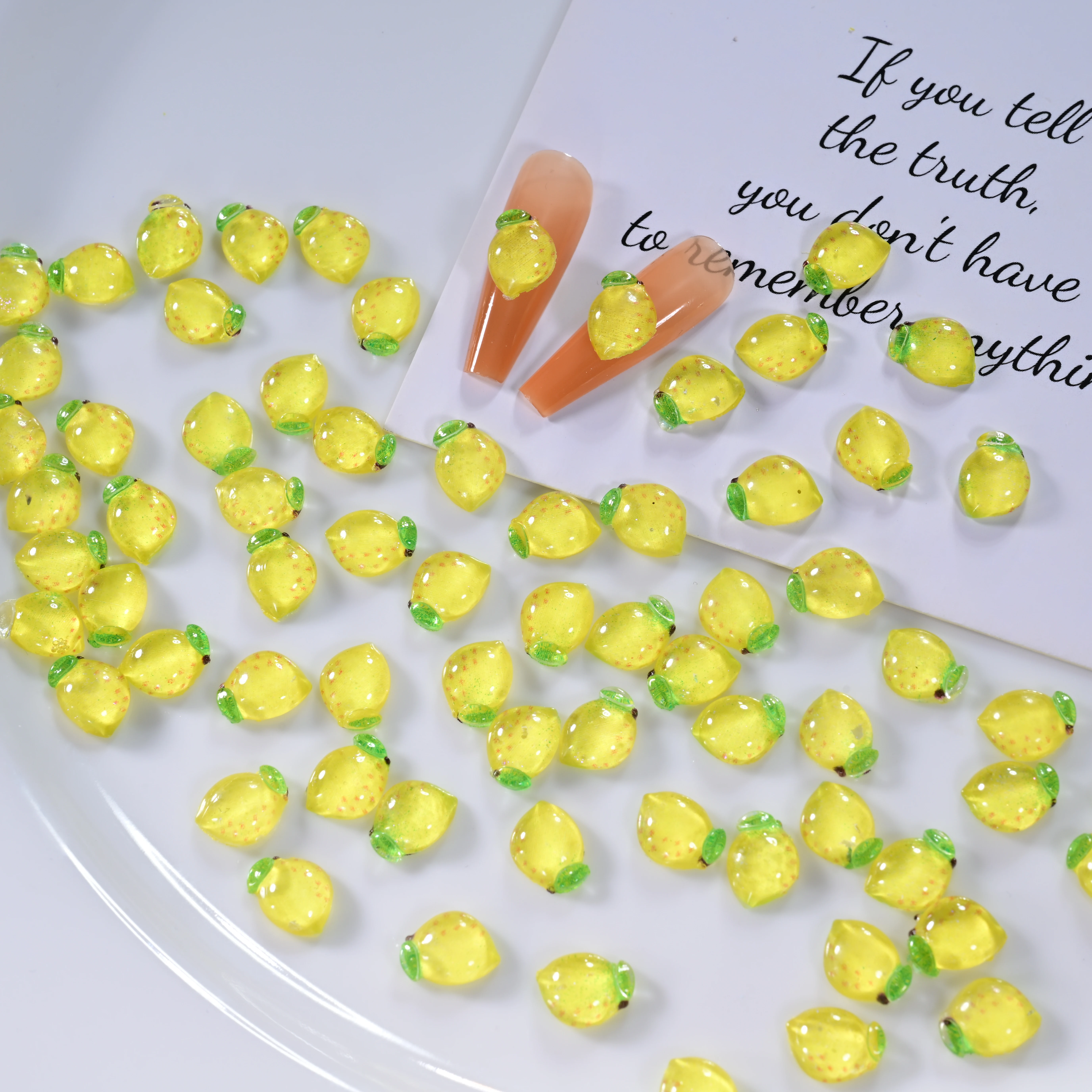 50Pcs 3D Yellow Lemon Nail Art Charms FlatBack Summer Fruits Nail Art Decorations DIY Crafts Phone Case Hailpin Nails Supplies *