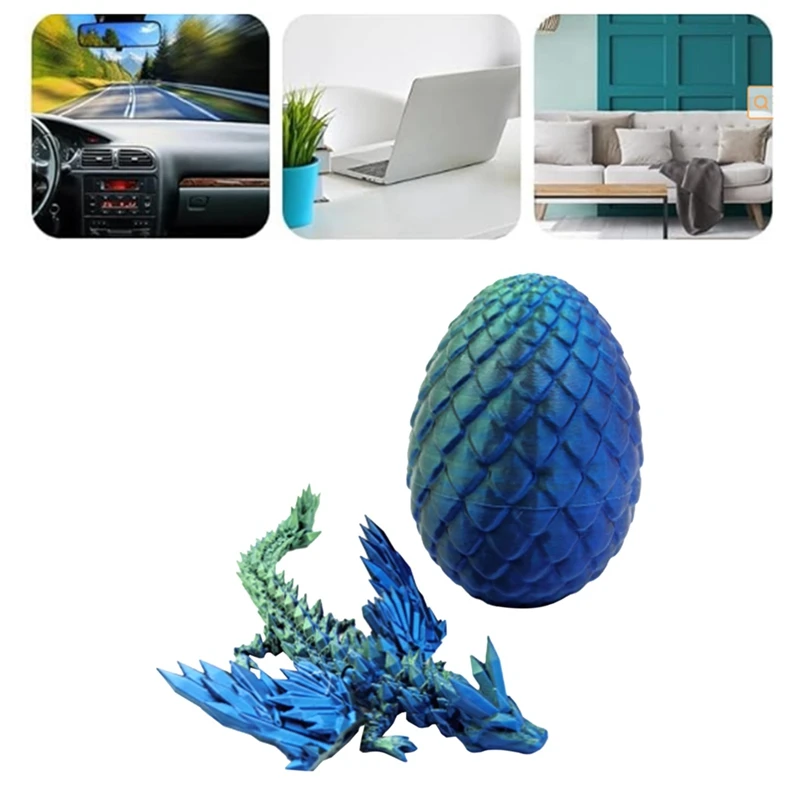 3D Printed Dragon In Egg Full Articulated Dragon Crystal Dragon Office Desk Toy Durable Easy Install Easy To Use