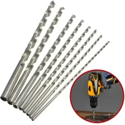 Broca de 2mm/3mm/4mm/5mm/6mm de diâmetro, extra longa, hss, haste reta, conjunto de broca helicoidal, ferramenta elétrica 160-300mm