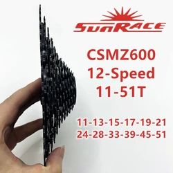 Sunrace 12 Speed CSMZ600 CSMZ800 11-51T 50T Bike 12S 12V MTB Cycling Cassette Riding For SRAM Flywheel XT HG M6100 M8100 M9100