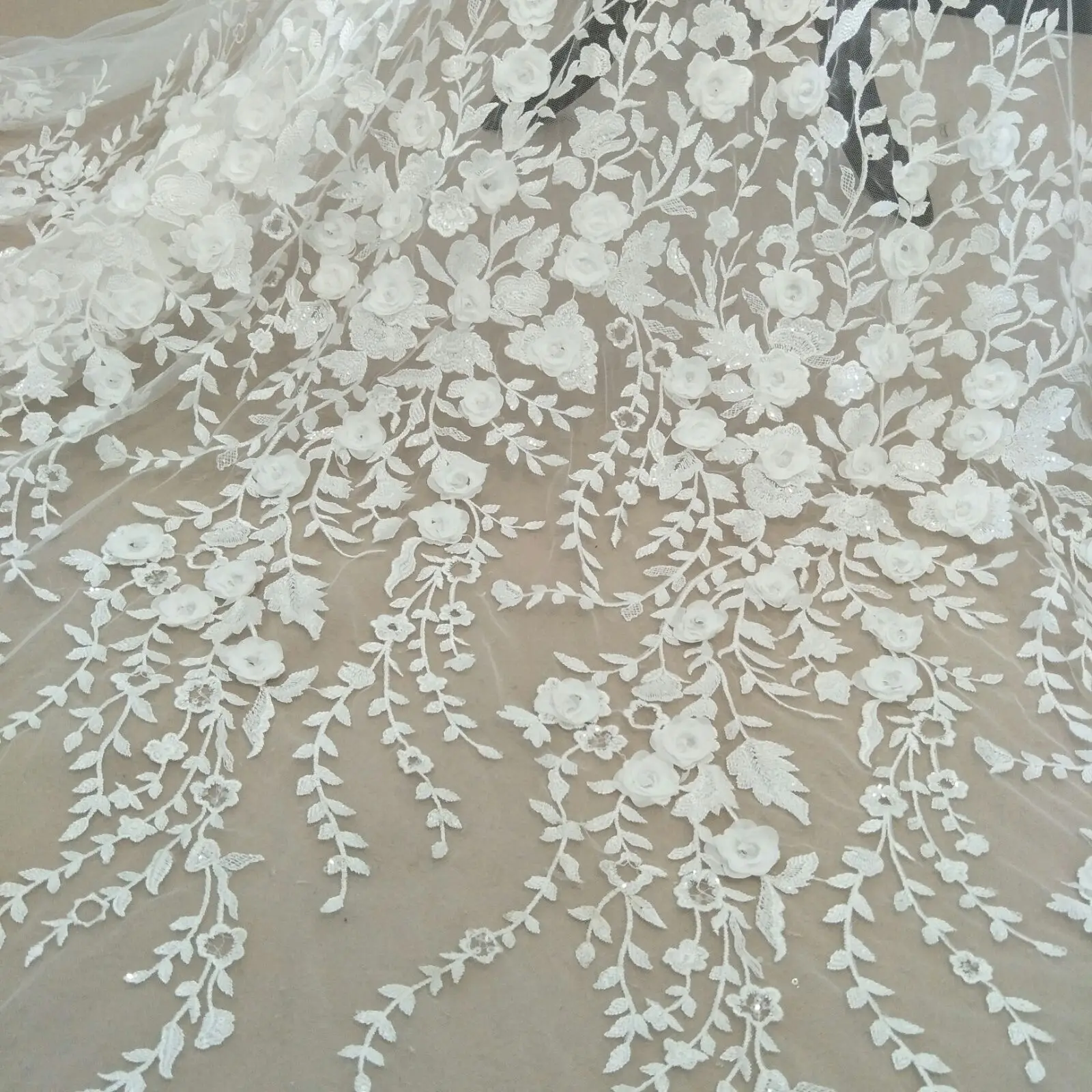 flower lace fabric bridal lace fabric 130cm width ivory wedding dress lace fabric sell by yard