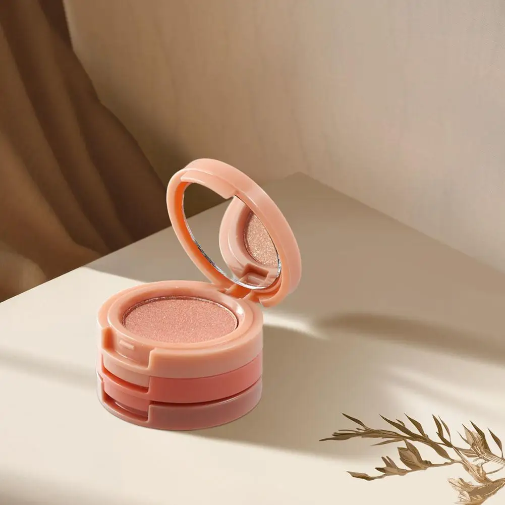 3-in-1 matte Highlighter-Rouge-Palette Pearly Blush Shiny Eyeshadow Multifunktionale Gesichts-Make-up-Palette Damenkosmetik