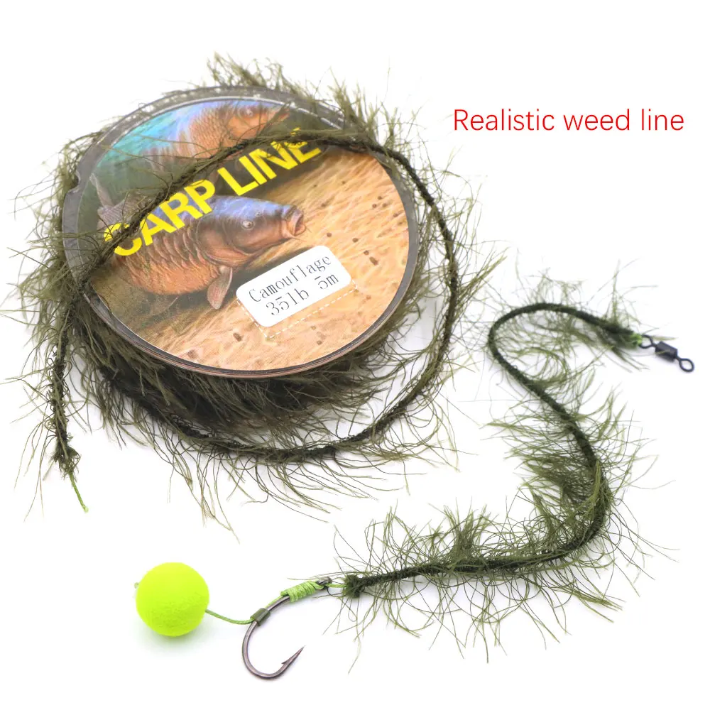 5m Carp Fishing Line Imitation Weed Line Method Feeder Lure Fish Hooklink Seagrass Thread For Carp Rig Making Accessories Tackle