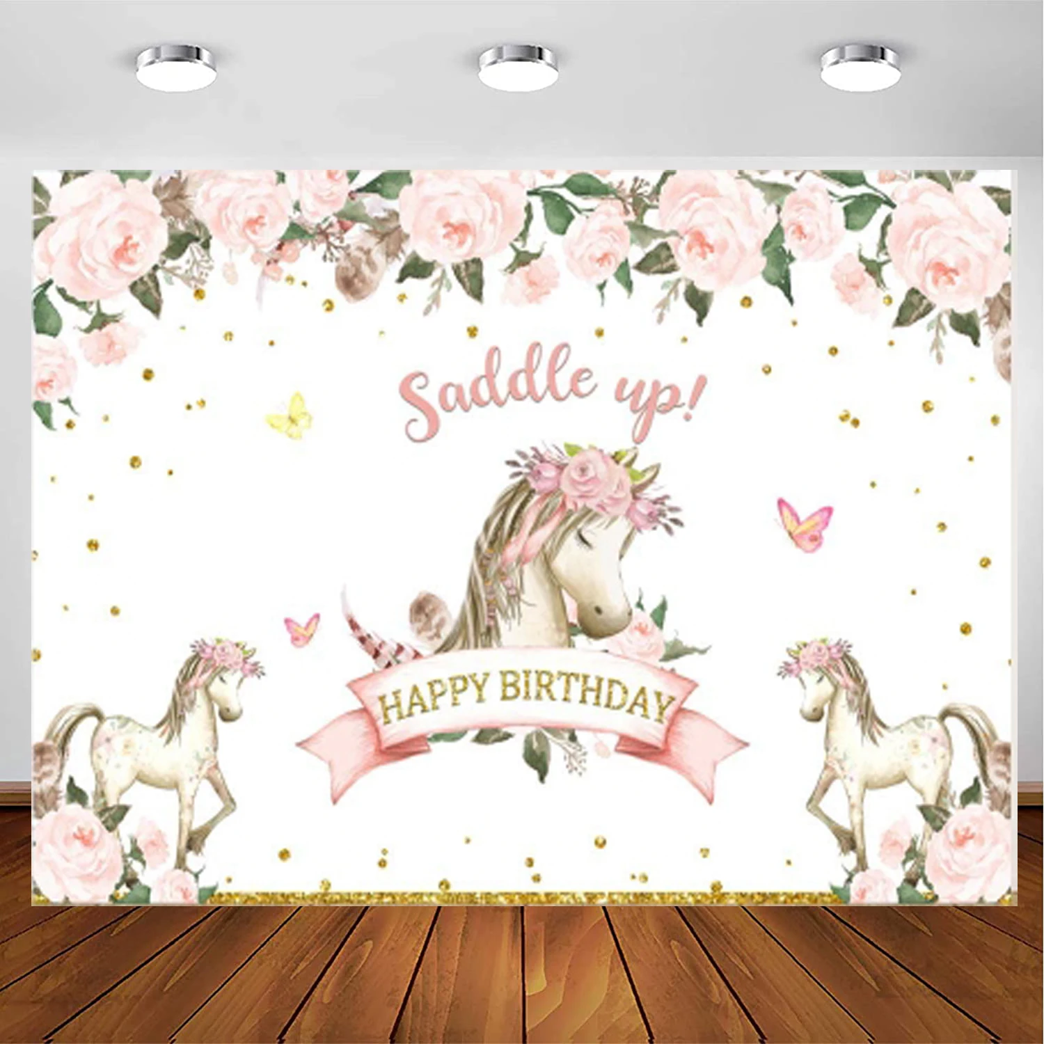 

Pink Flower Horse Background Countryside Cowboy Cowgirl Photography Backdrop Western Farm Baby Shower Birthday Party Cake Table