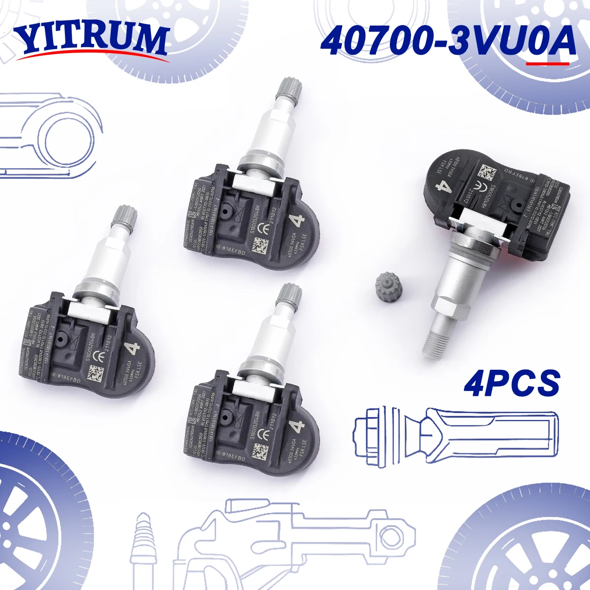 

40700-3VU0A TPMS Tire Sensor For Lada Kalina Nissan Almera Atleon Cabstar Cube Evalia Opel/Vauxhall Movano Combi Renault Alaskan