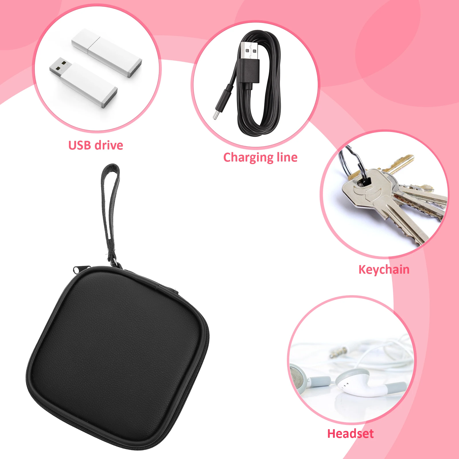 

Digital Accessory Bag 2 Compartments Cable Organizer For Travel Power Bank Earphone Storage Pouch Sturdy Zipper