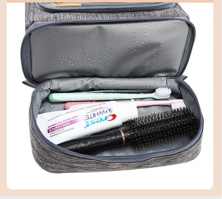 Reise-Toilettentasche mit Trocken-Nass-Trennung und Haken, Große Kapazität, Hängende Kosmetik-Organizer-Tasche für Männer und Frauen, Tragbare Waschtasche – Detail 8