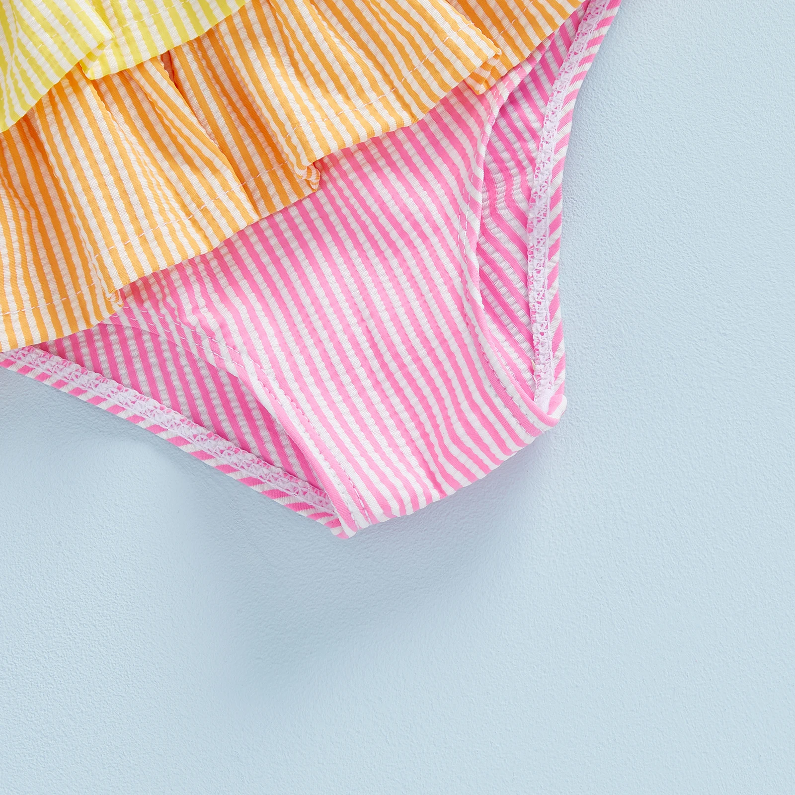 Летний комбинезон на бретельках для маленьких девочек, купальник без рукавов, многоуровневый красочный полосатый/клетчатый купальник