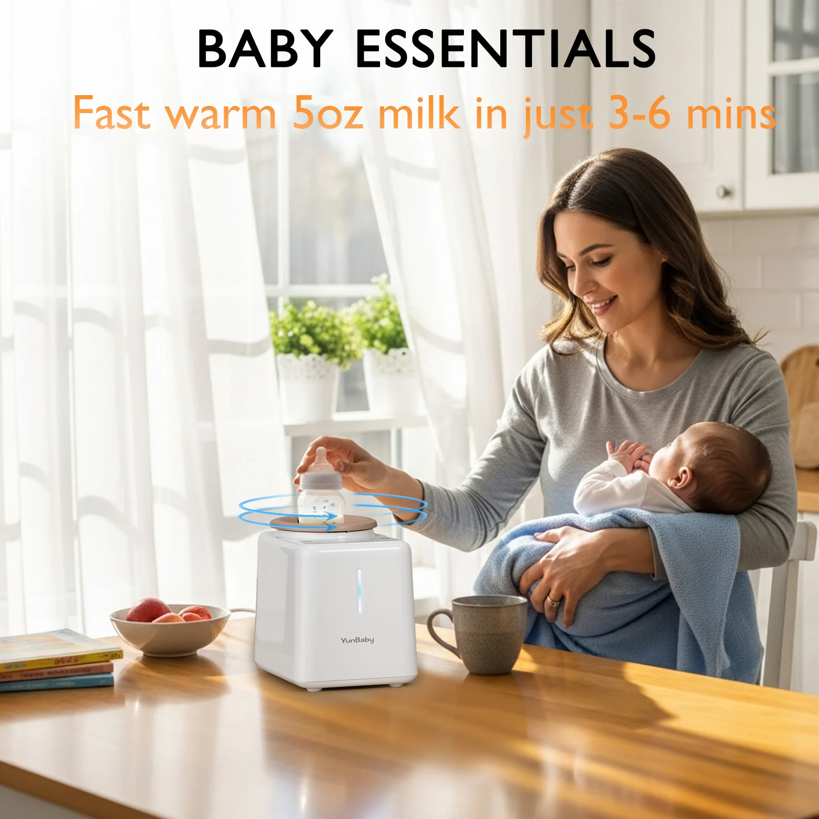 جهاز هزاز وتدفئة زجاجات الأطفال بدون ماء من YunBaby - تسخين سريع، دوران تلقائي، درجة حرارة قابلة للتعديل، هادئة وسهلة التنظيف #3