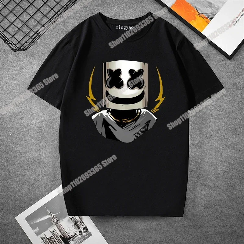 2023 DJ Marshmello T-shirt Men\'s and Women\'s Short Sleeve Marshmello Face Keep It Mello Print Harajuku  Top