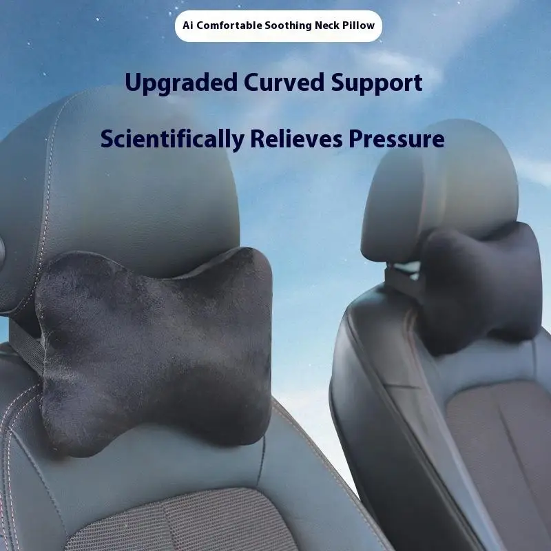 

2Pcs Adjustable Auto Head Neck Pillow Bound-shaped Car Seat Support Waist Cushion Massage Neck Car Headrest