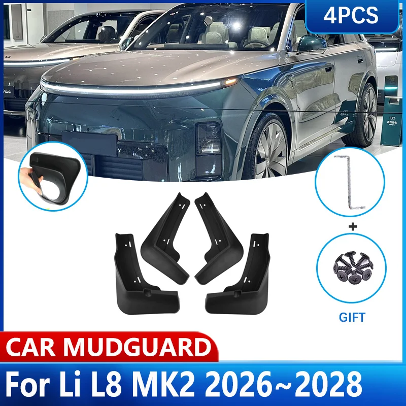 4PCS Car Mud Flaps For Li L8 MK2 2026 2027 2028 Mudflaps Scratch Splash Guard Fender Mudguards Anti-Snow All-Weather Accessories