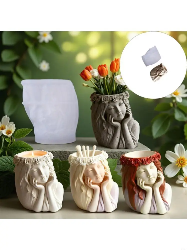 

91AF Силиконовая форма для поделок с гладкими поверхностями, форма для изготовления декоративных горшков для девочек, литье из и