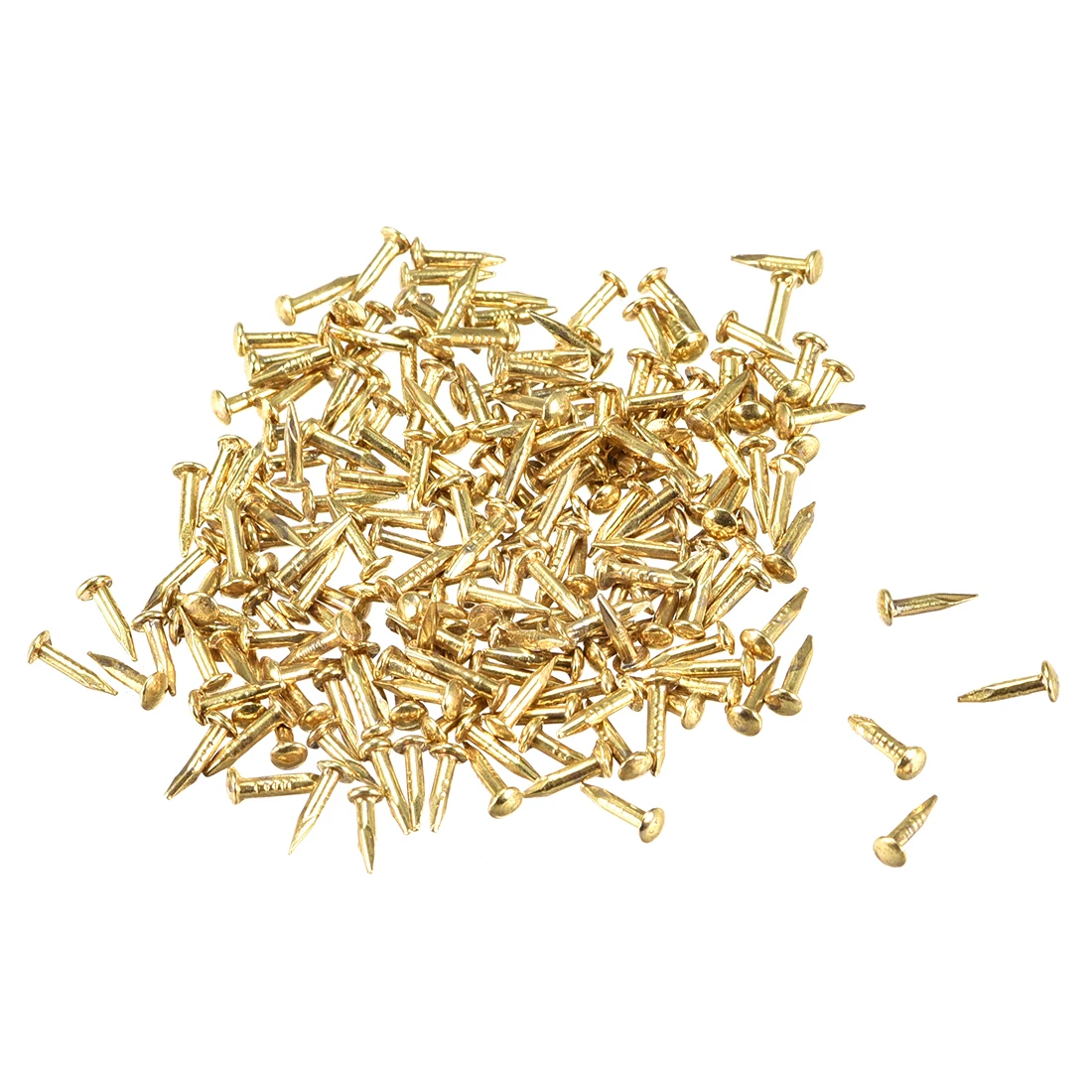 Uxcell 200/500pcs Small Tiny Nails for Wooden DIY Decorative Pictures Boxes Household Accessories Brass Tone / Bronze Tone