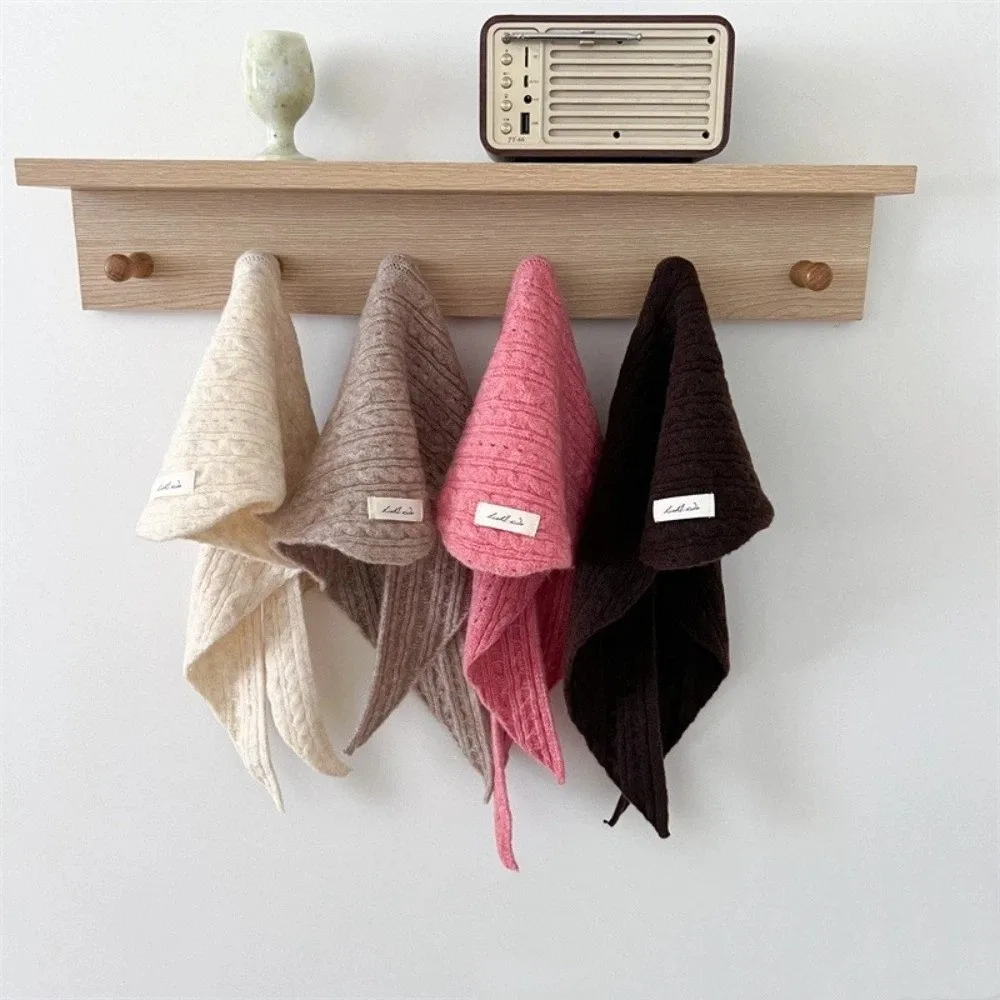 Cute Twist pattern Knitted Wool Scarf Solid Color Keep Warm Cashmere Scarves Soft Windproof Triangular Scarf Boy Girl