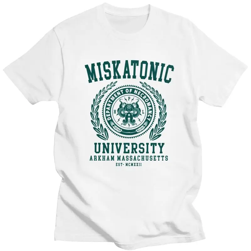 Camisetas personalizadas de la Universidad Lovecraft Cthulhu Miskatonic para hombres, camisetas casuales de manga corta, camisetas holgadas de algodón 100%, Idea de regalo