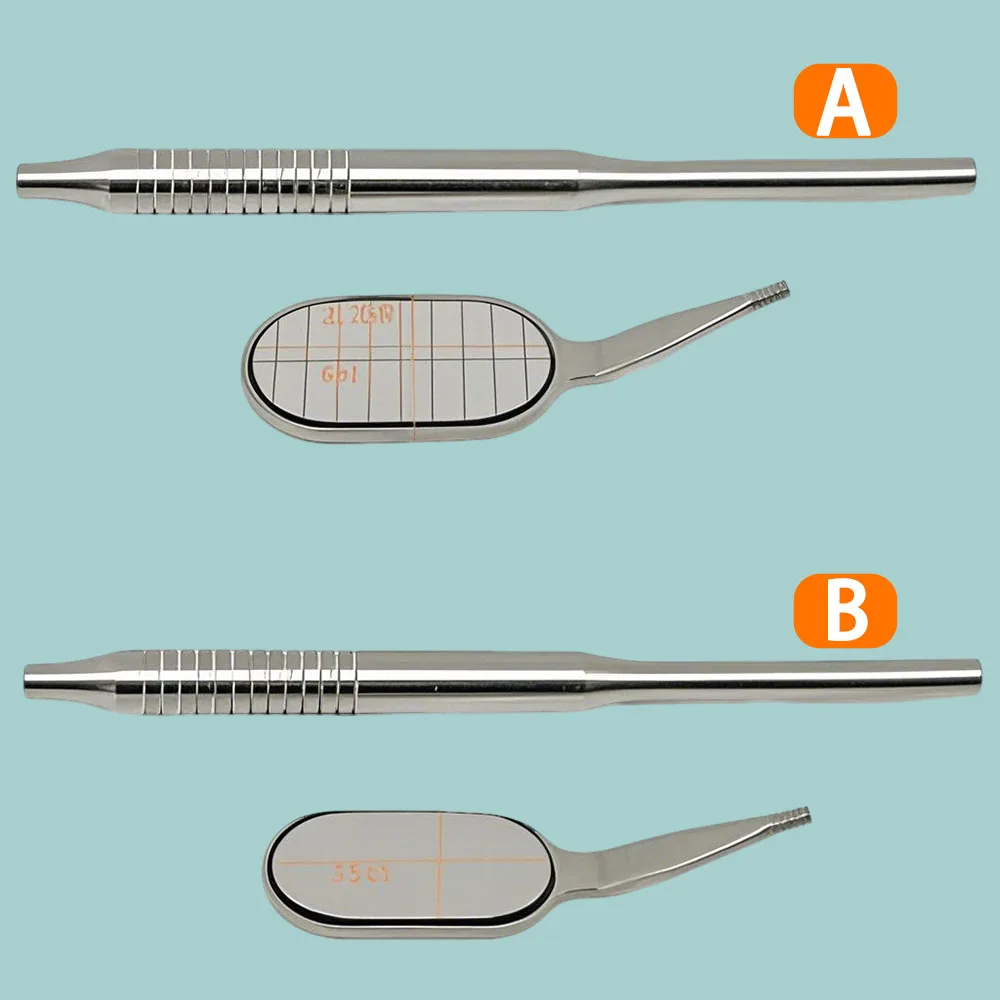 Long Anti-Fog Rhodium Dental Mouth Mirror, Shaped Reflectors with Ergonomic Handle - Dentist Oral Exam Tools