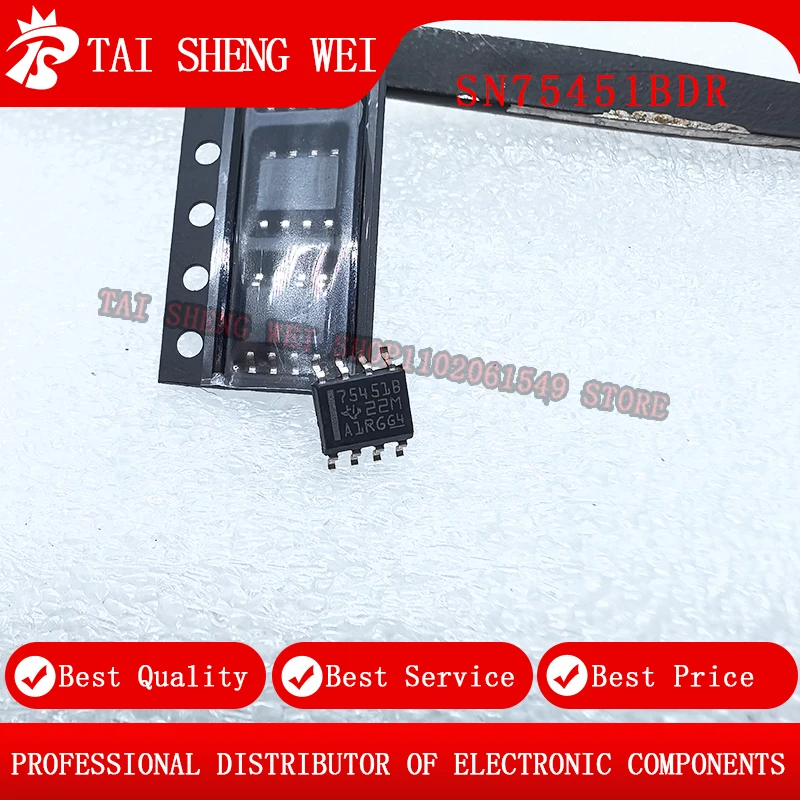 

10 pcs new original SN75451BDR silk screen 75451B gate driver chip SOP-8 30V dual output driver chip