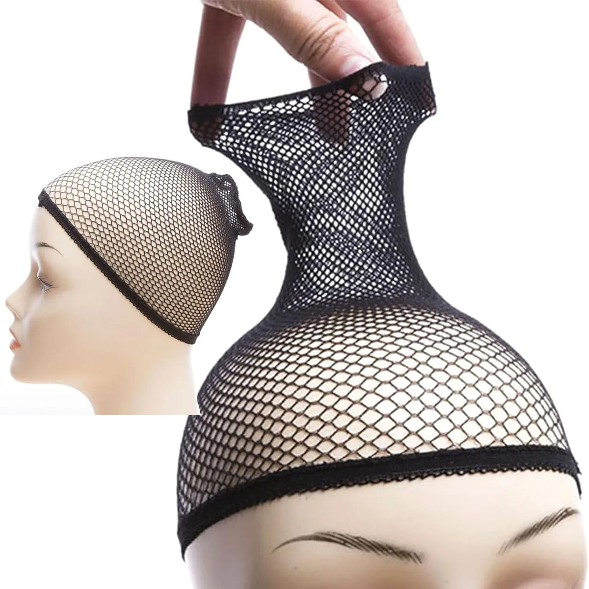 2 pezzi Top retine per capelli Open/Close Ended parrucca Cap Mesh calze Caps tessitura parrucca retina per capelli per le donne