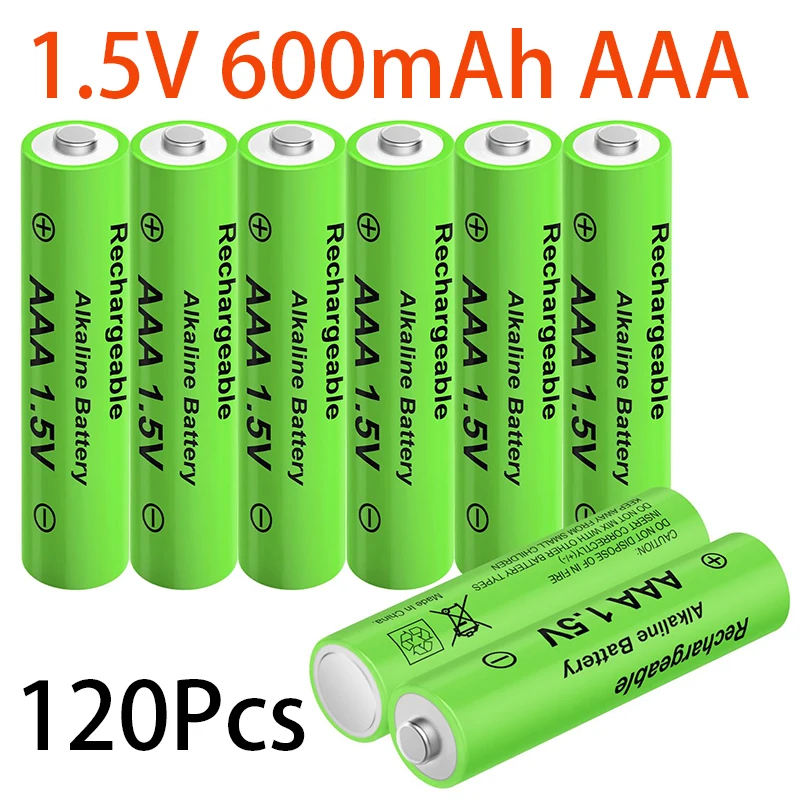 120Pcs AAA Battery 1.5V Rechargeable AAA Battery 600mAh AAA 1.5V Alkaline Rechargeable Battery For Led Light Toy MP3