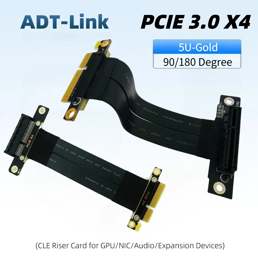 PCI Express PCI-E 4X Adapter Riser Card 180 Degree Converter Card for Server Chassis Computer PCIE 3.0 X4 To X4 SSD Riser 180-90