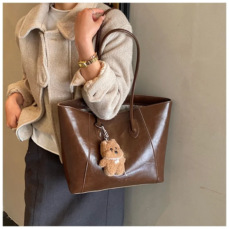 

CEEKAY Casual Retro Large Tote Bag, Lightweight Top Handle Handbag Practical Everyday Shoulder Purse for Shopping Travel Work