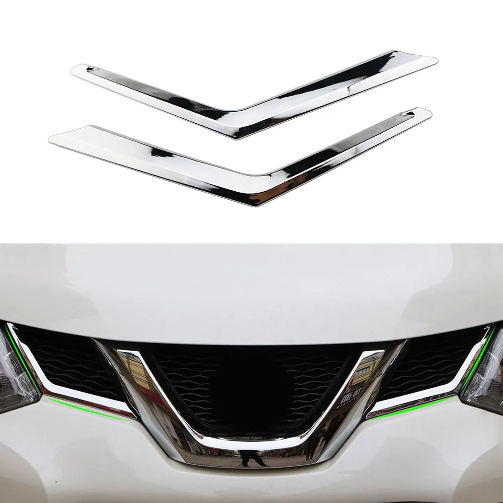 2Pcs ABS Car Front Grill Grille Net Strip Sticker Decoration Cover Trim for Nissan X-Trail Xtrail T32 2014 - 2017 Accessories