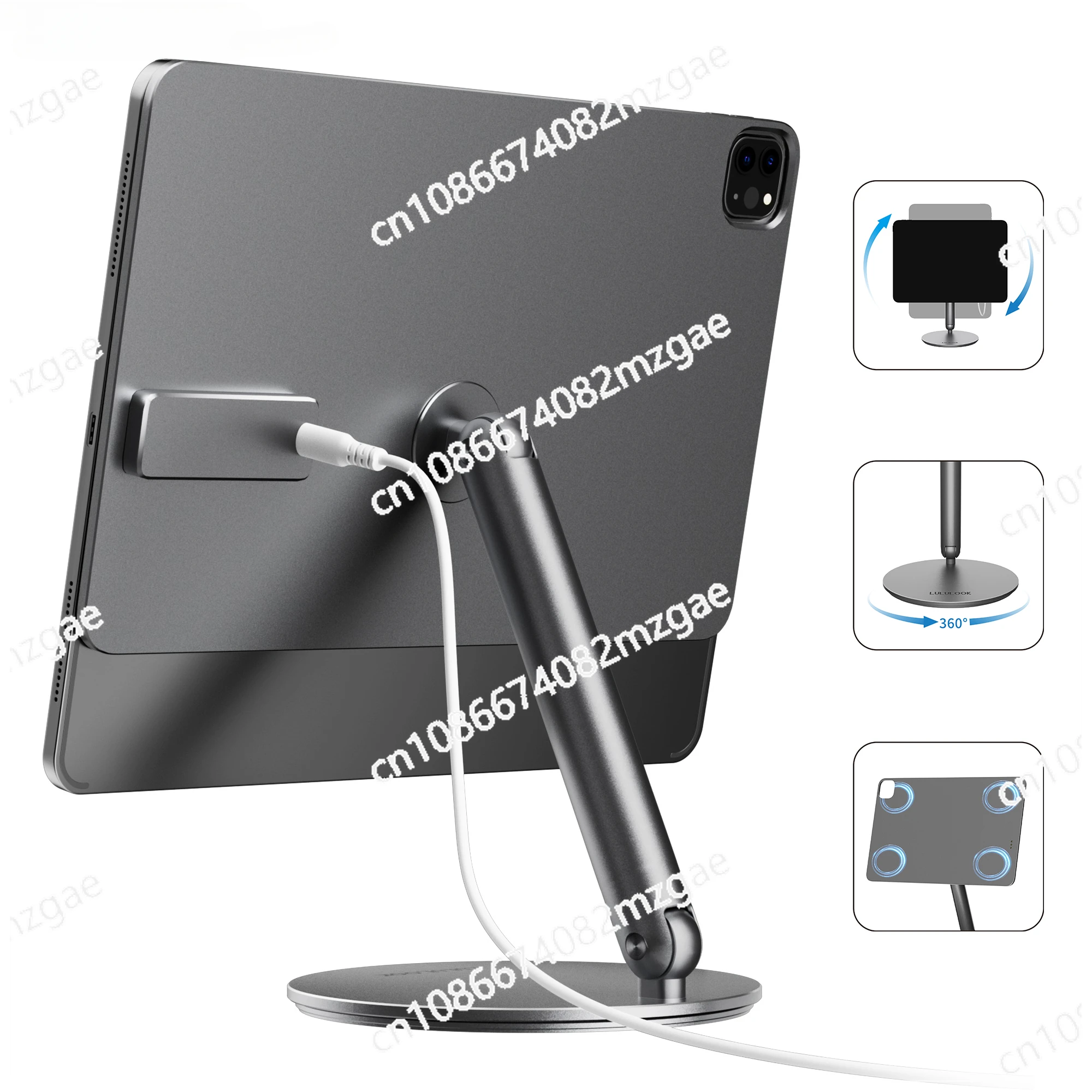 Foldable Magnetic Wireless Charging Stand for IPad Pro M4 13/11/12.9 IPad Air M2 13/11/iPad Air 5/4th 360 Rotating Hold