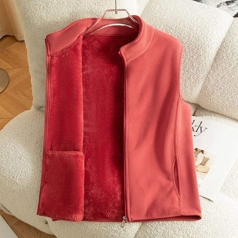 

Fashion Loose Warm And Velvet Vest Women's New Autumn And Winter Joker Plus Velvet Warm Vest Fashion Vest Vest Pocket Coat