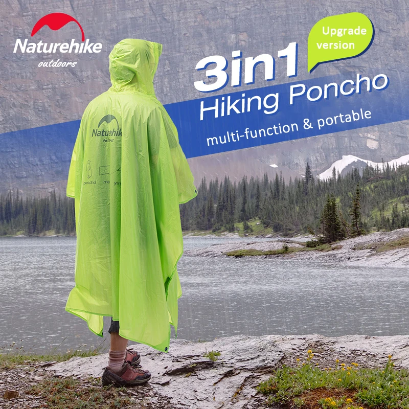 Naturehike Rain Jacket 3 in 1 Multifunction Poncho Raincoat Rainwear Sand Beach Mat Fshing Canopy Awning Bike Poncho Picnic Mat