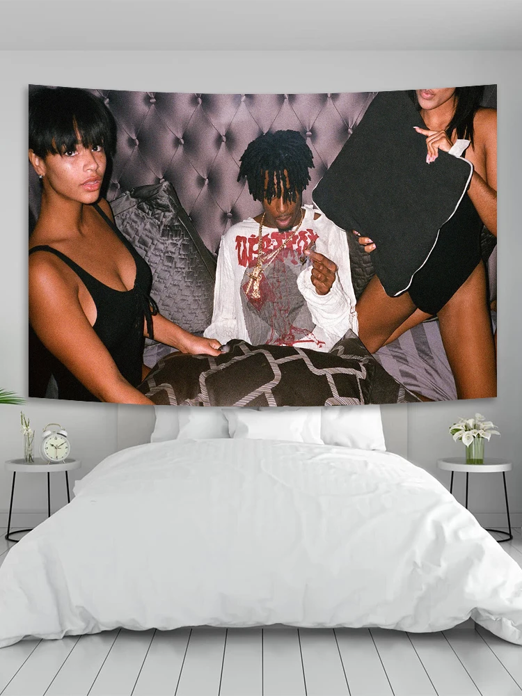 Playboi Carti Die Lit Tapestry Hippie Rapper Singer Wall Tapestry Black White Hanging Tapestries Yoga Mat Aesthetic boho decor