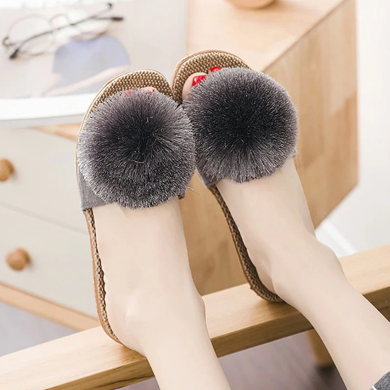 Ball-Shaped Decorative Slippers Ladies Summer Home Home Non-Slip Soft Thick Bottom Personalized Fashion Slippers