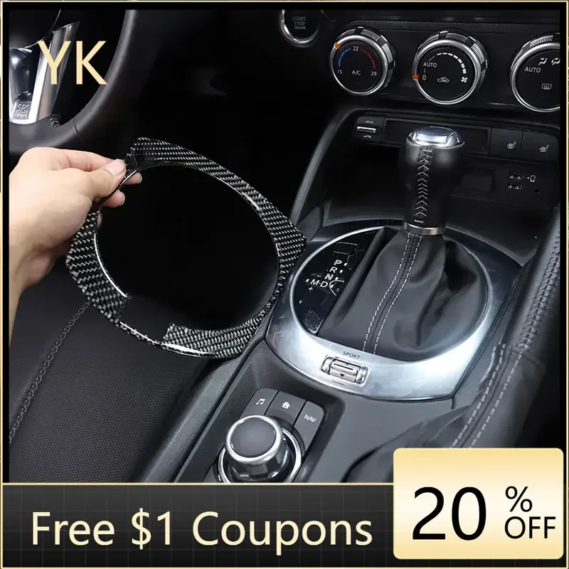 

Soft Carbon Fiber Car Central Control Gear Panel Frame Cover Trim Sticker Interior Car Accessories For Mazda MX-5 2016-2024
