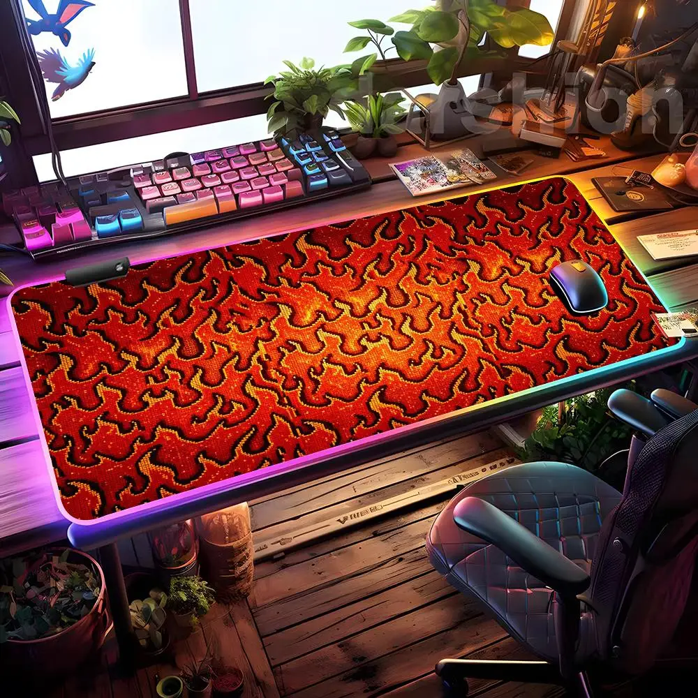 Flame Pattern Mouse Pad Mousepad HD Printing Computer Gamers Locking Edge Non-slip RGB Mouse Pad XXL90x40cm Keyboard PC Desk Pad