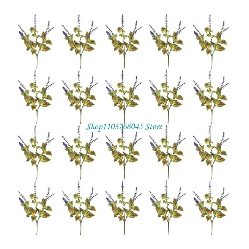 R53F Faux Plant Pick Assortment Set of 20 with Textured Plant Artificial Display Styles for Indoor Containers