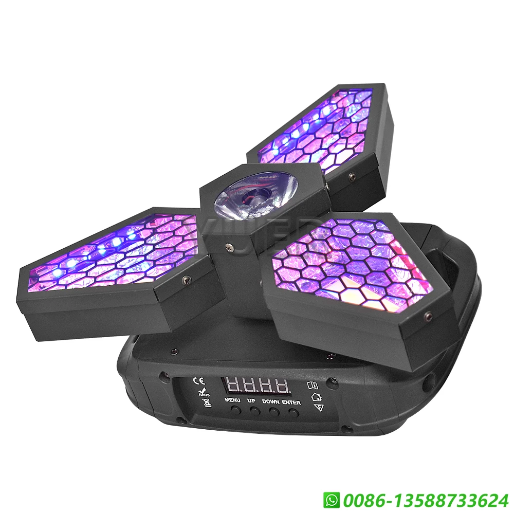 Mini Maple Leaf Retro Stage Light, 3 Cabeças de Rotação, 3x50W, COB, 1x40W, RGBW, Strobe DMX512, Bar, Clube, Decoração de festa