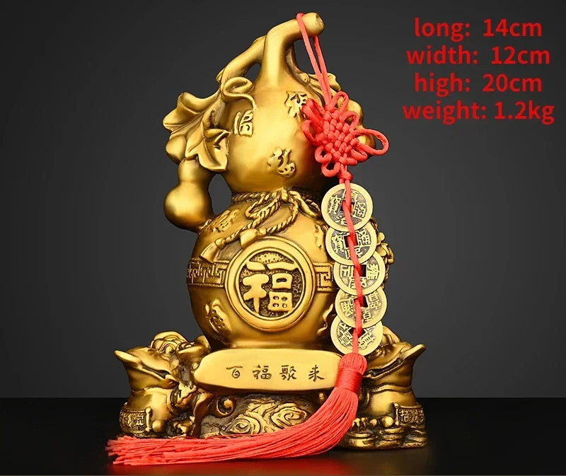 

Copper Lucky Gourd Ornament Toad Hundred Blessings Gathering Living Room Decor
