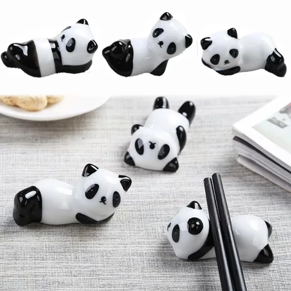 8Pcs/set DIY Panda Chopstick Holder Animal Adorable Writing Brush Pen Holder Cute Ceramic craft Panda Ornament Home Decor