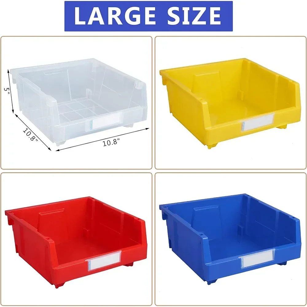 Large Stackable Storage Bins Garage Storage Bins Toy storage bins Workshop storage bins，Screws Bolts Nuts Hardware Parts